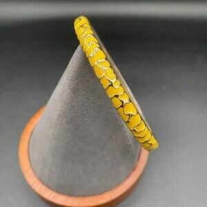 Gold enamel stacking bangle bracelet set in gold tone